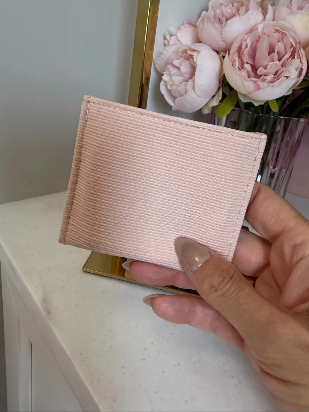 Blush Pink made for Armani GWP double mirror compact and carry case